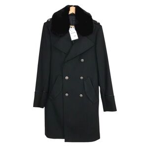 NWT ZARA Double Breast Coat With Faux Fur Trim |
